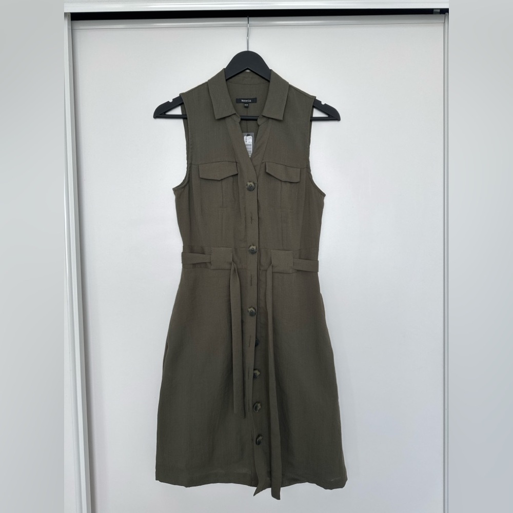 RW&CO Green Sheath Midi Dress Notched Collar Sleeveless